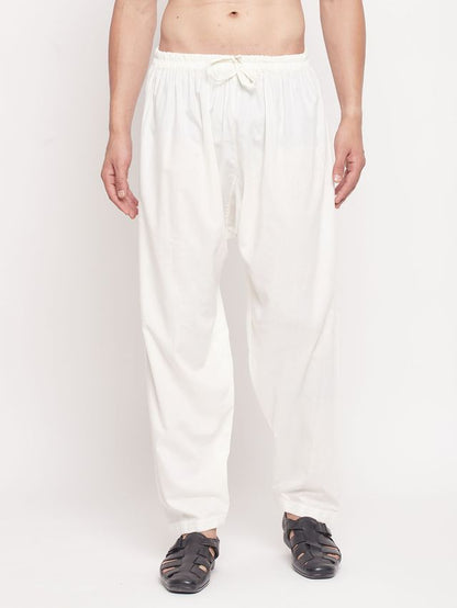 Men's Cream Cotton Blend  Pyjama