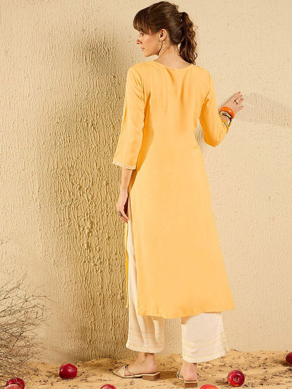 Dhiyona IE Women Floral Embroidered Cold-Shoulder Sleeves Anarkali Kurta