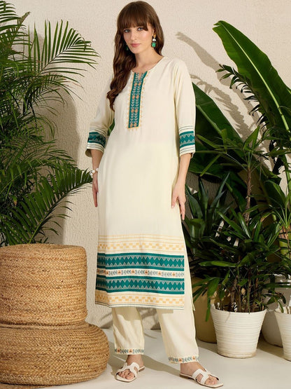 Women Ethnic Motifs Embroidered Regular Kurta with Trousers & With Dupatta
