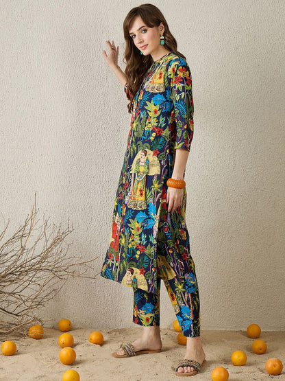 Dhiyona IE Printed Pure Cotton Tunic With Palazzos