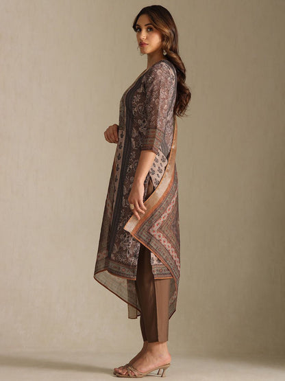 Dhiyona SO Women's Women Ethnic Motifs Printed Regular Beads and Stones Kurta With Trousers & Dupatta
