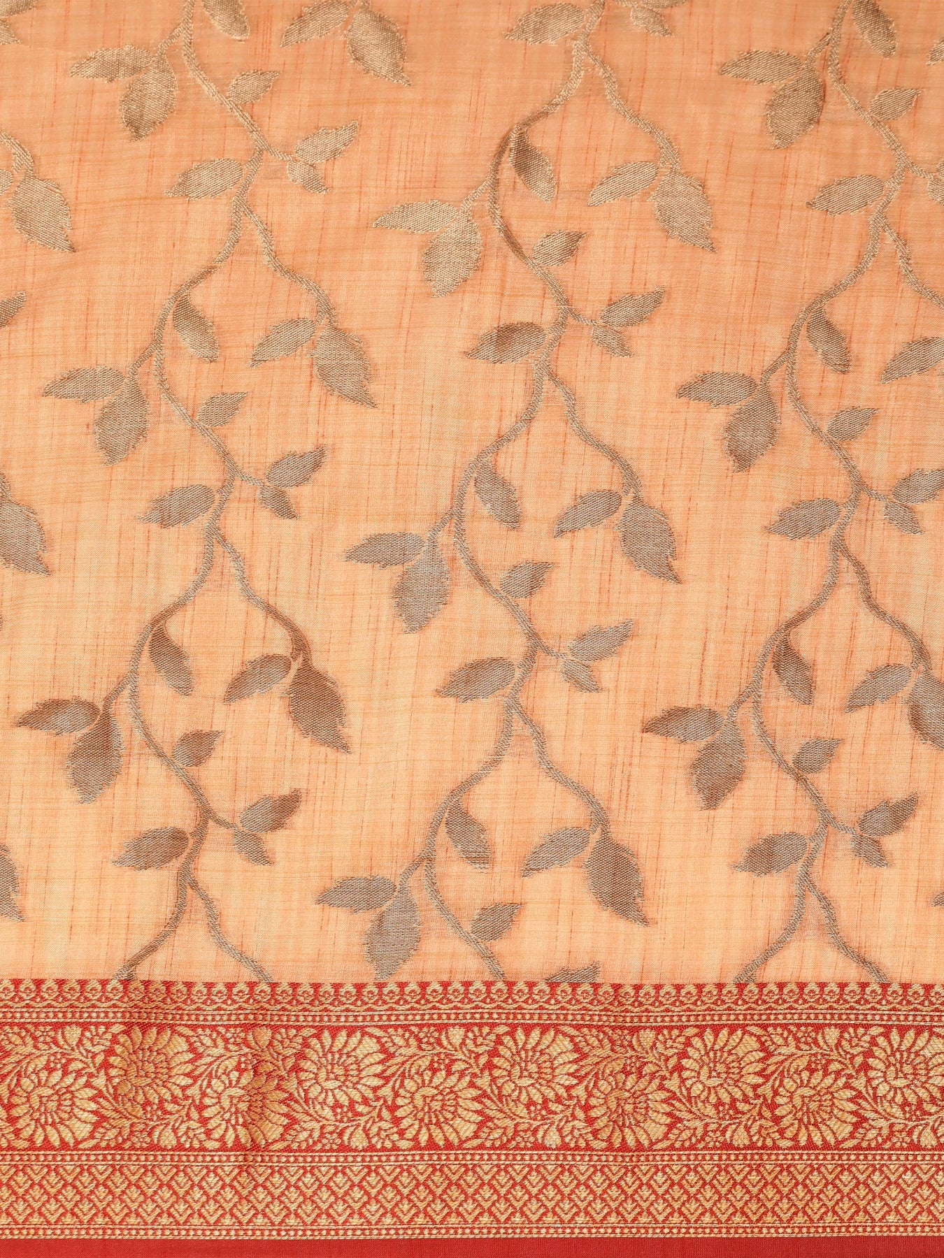 Dhiyona GR Women's Rewaa Tangerine Orange Zari Woven Design Banarasi Pure Cotton Saree
