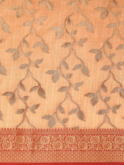 Dhiyona GR Women's Rewaa Tangerine Orange Zari Woven Design Banarasi Pure Cotton Saree