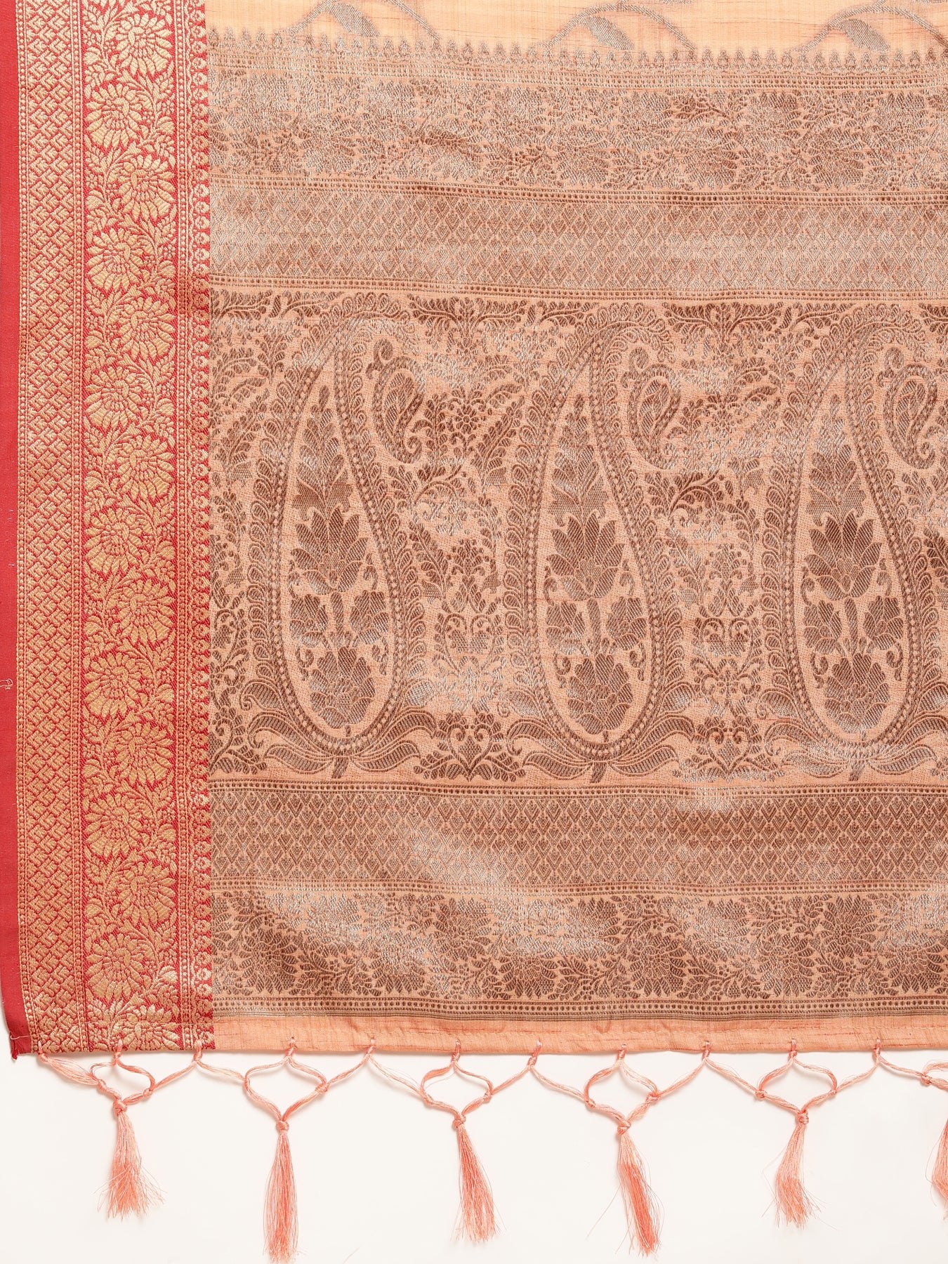 Dhiyona GR Women's Rewaa Tangerine Orange Zari Woven Design Banarasi Pure Cotton Saree