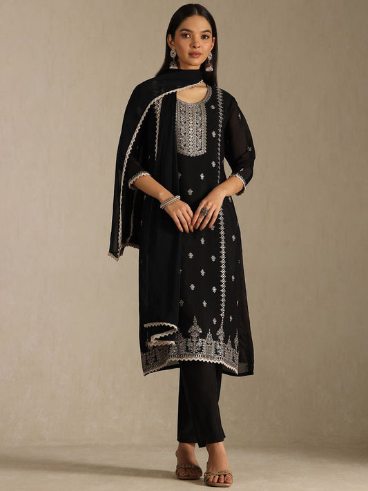 Dhiyona SO Women's Women Ethnic Motifs Embroidered Kurta with Trousers & Dupatta