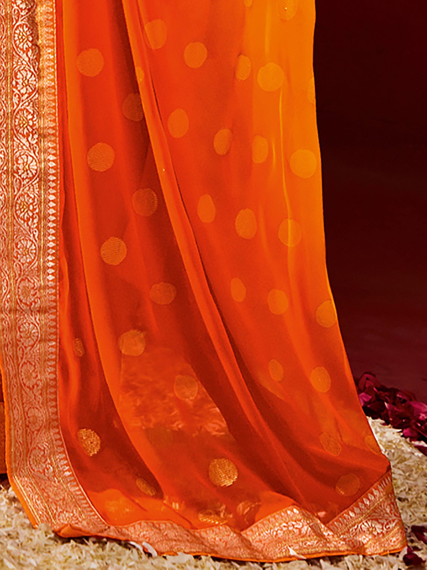 Women's Georgette Yellow Printed Designer Saree With Blouse Piece
