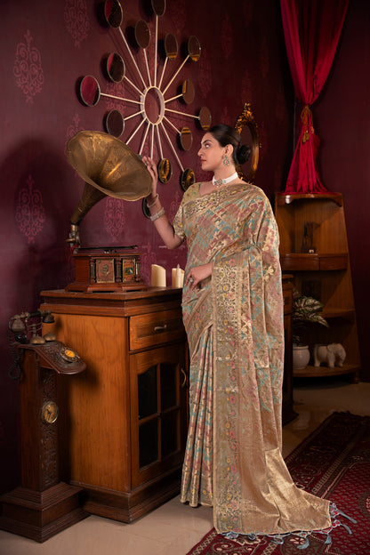 Dhiyona GR Women's Riona Grey Organza Silk Woven Saree