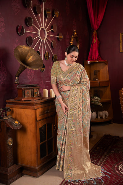 Dhiyona GR Women's Riona Grey Organza Silk Woven Saree