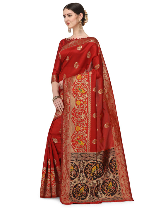 Dhiyona RV Women's Banarasi Cotton silk  With Zari weaving Saree  ( KVD1158 )