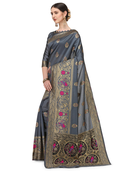 Dhiyona RV Women's Banarasi Cotton silk  With Zari weaving Saree  ( KVD1161 )