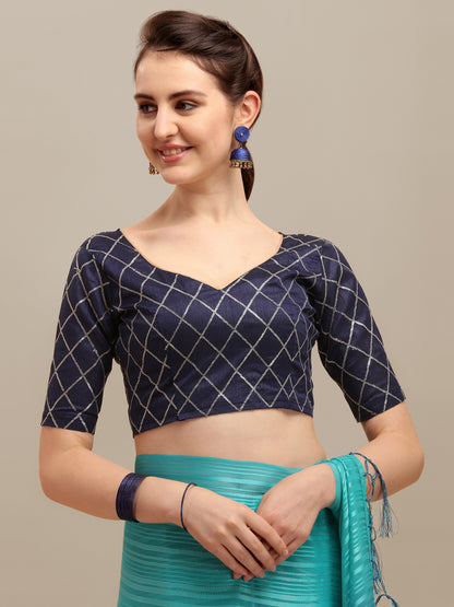 Dhiyona RV Women's Silk Blend Silver Zari Weaving Saree With Sequins Blouse ( KVD1192 )