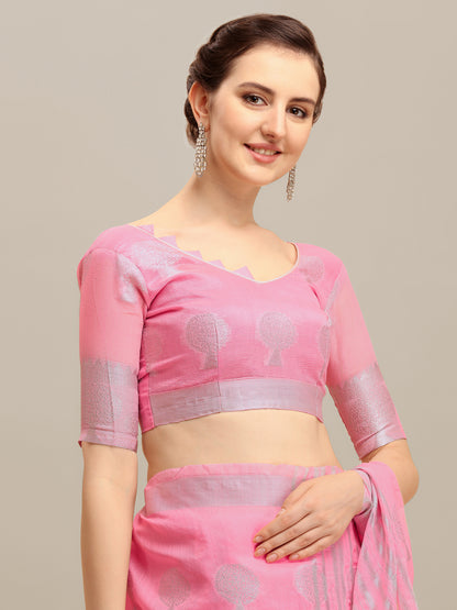 Dhiyona RV Women's Banarasi Cotton Silk With Silver Zari weaving Saree  ( KVD1194 )
