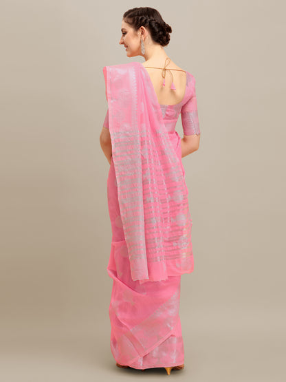 Dhiyona RV Women's Banarasi Cotton Silk With Silver Zari weaving Saree  ( KVD1194 )
