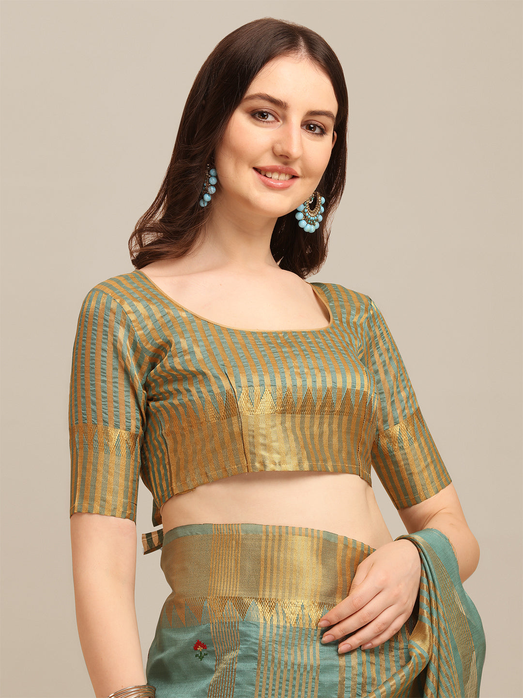 Dhiyona RV Women's Assam Silk Colorful Thread Embroidered Saree ( KVD1222 )