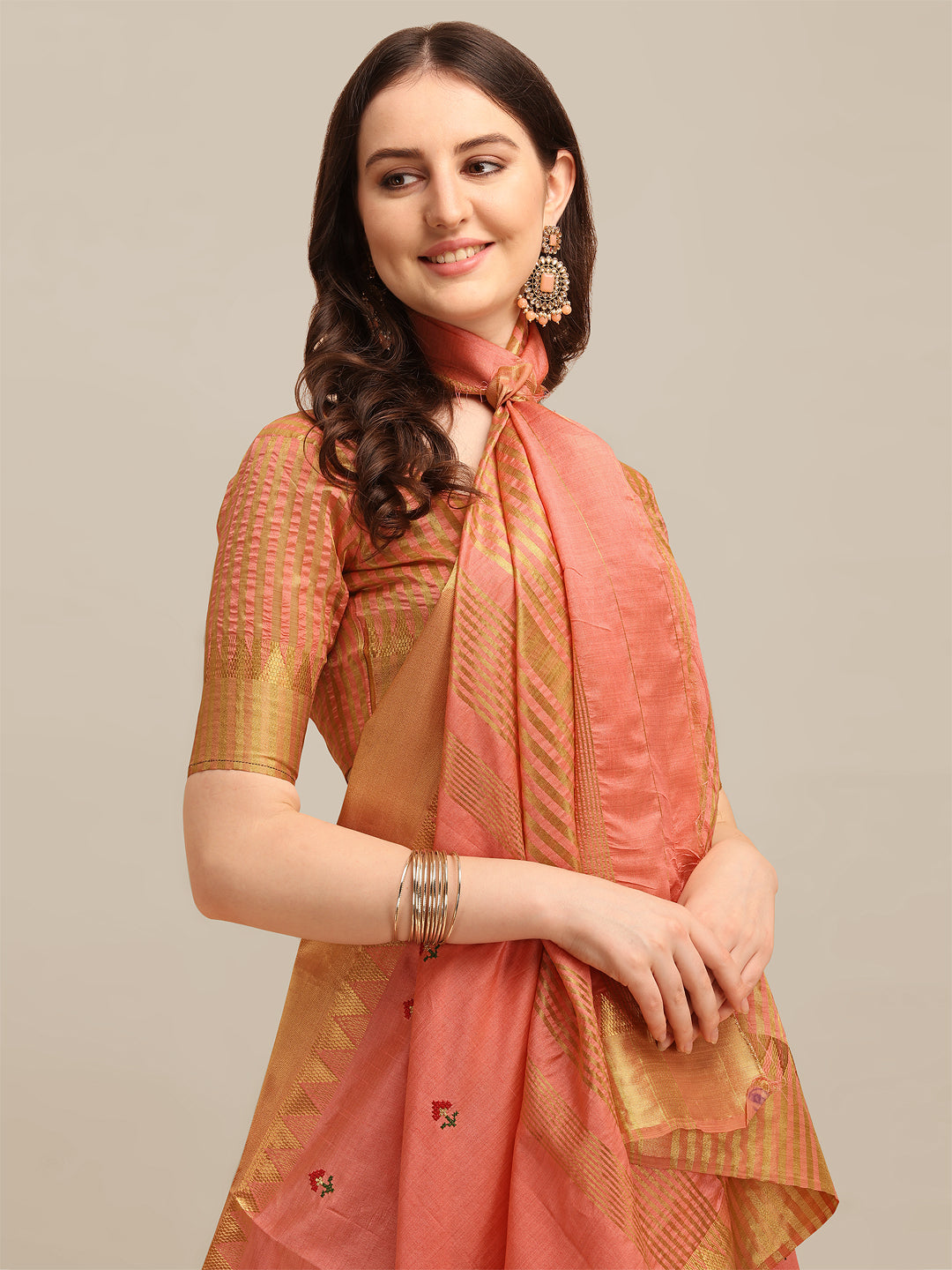 Dhiyona RV Women's Assam Silk Colorful Thread Embroidered Saree ( KVD1224 )