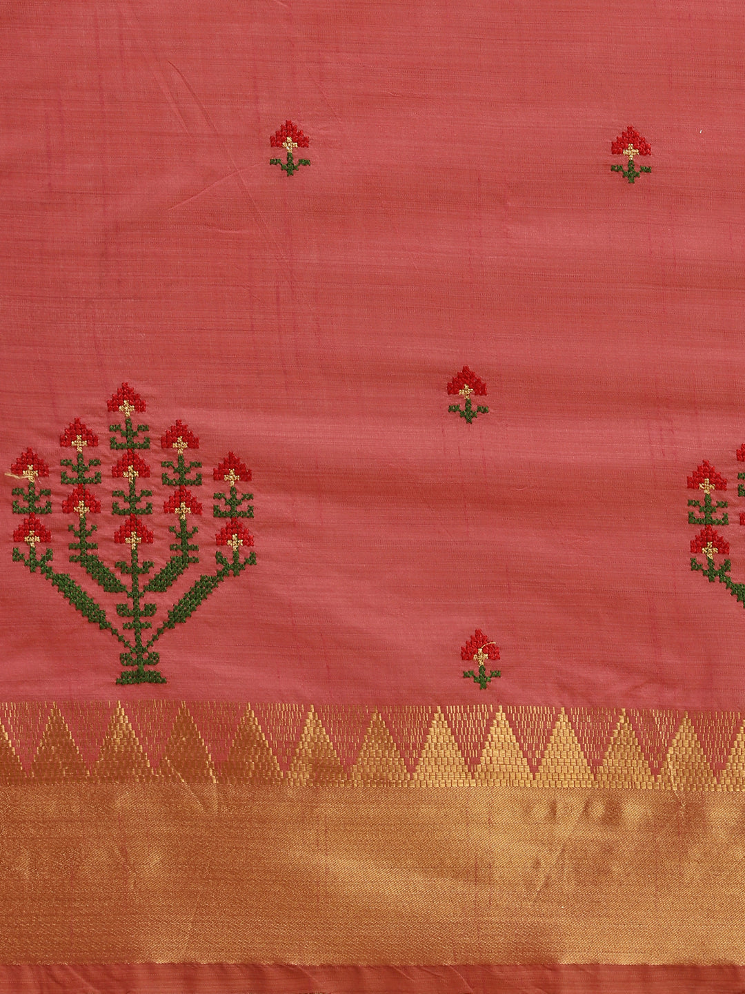 Dhiyona RV Women's Assam Silk Colorful Thread Embroidered Saree ( KVD1227 )