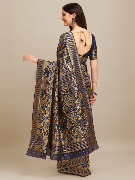Dhiyona RV Women's Banarasi Cotton Silk With Zari weaving Bandhani  Saree  ( KVD1260 )