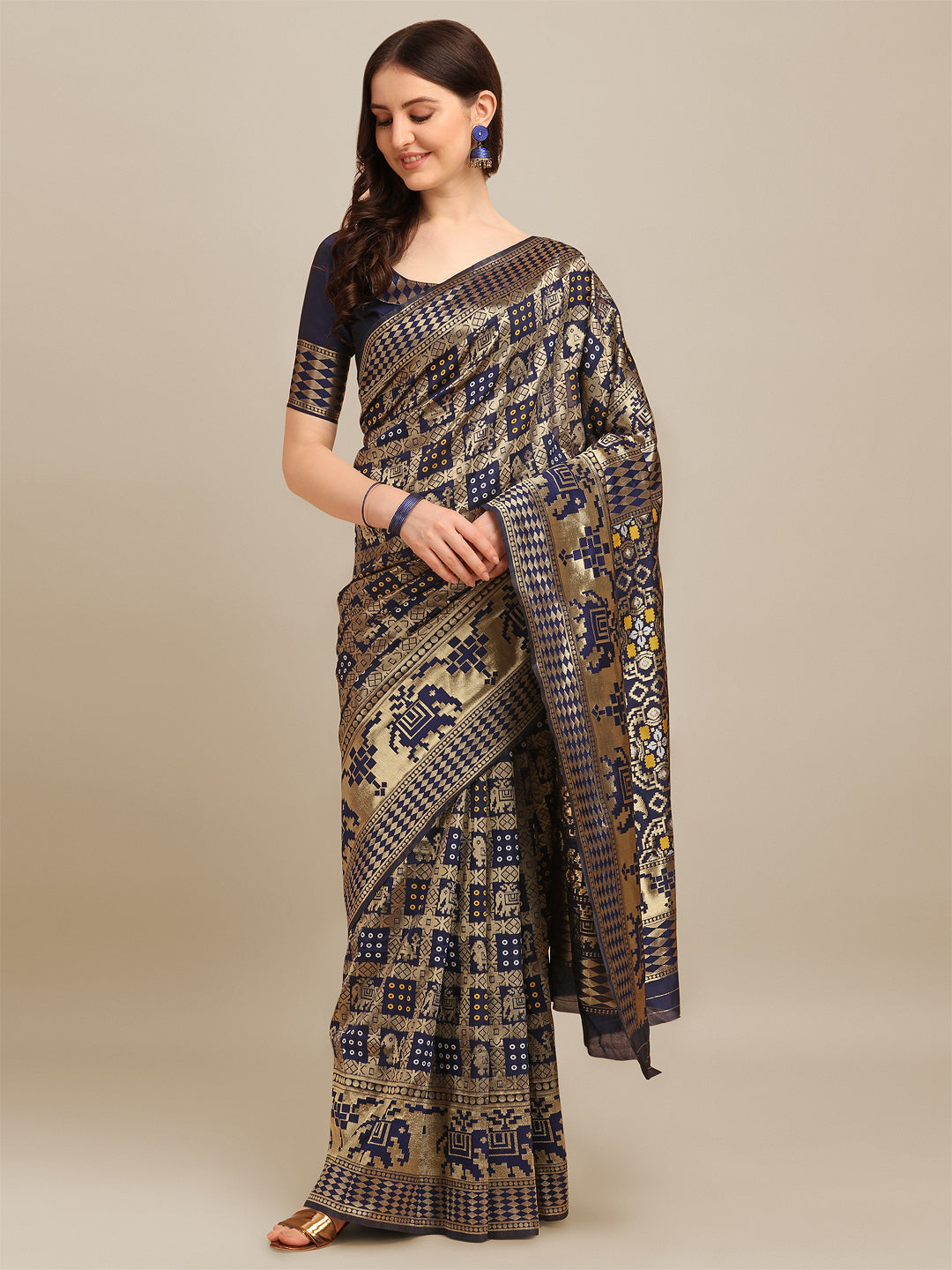 Dhiyona RV Women's Banarasi Cotton Silk With Zari weaving Bandhani  Saree  ( KVD1260 )