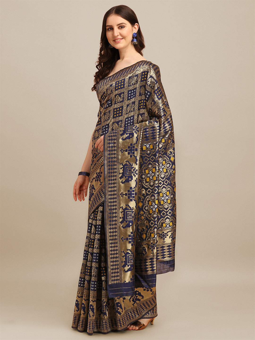 Dhiyona RV Women's Banarasi Cotton Silk With Zari weaving Bandhani  Saree  ( KVD1260 )