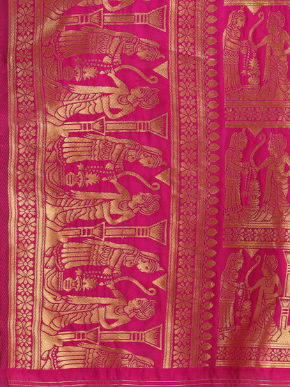 Dhiyona RV Women's Banarasi Jacquard With Zari Weaving And Kutchi Embroidered Saree  ( KVD1264 )