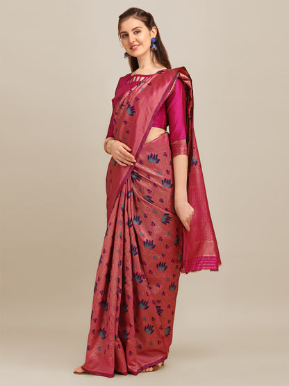 Dhiyona RV Women's Banarasi Cotton Silk With Zari Weaving  Saree With Blouse  ( KVD1271 )