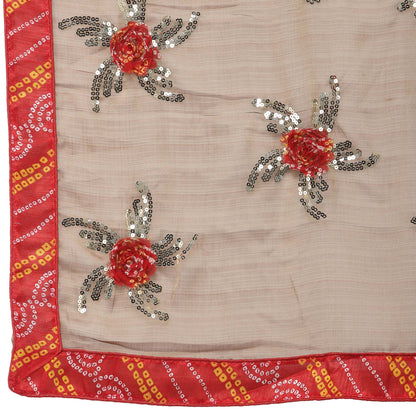 Dhiyona RV Women's Chiffon Saree With Sequine Embroidered Work And Bandhani Flowers. ( KVD1312 )