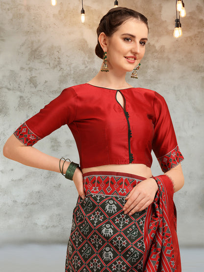 Dhiyona RV Women's Banarasi Cotton Silk With Patola Weaving Pattern Saree With Blouse ( KVD1342 )