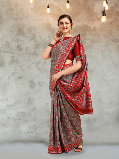 Dhiyona RV Women's Banarasi Cotton Silk With Patola Weaving Pattern Saree With Blouse ( KVD1345 )