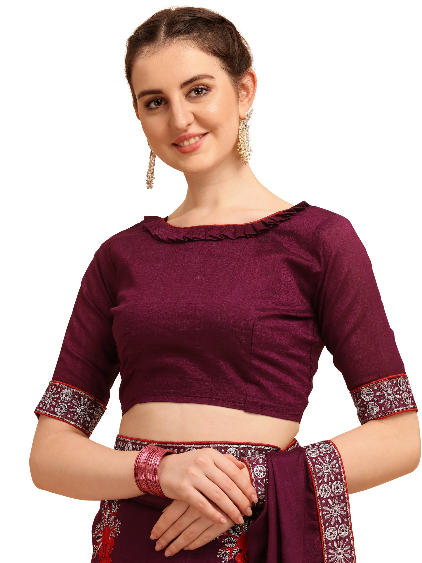 Dhiyona RV Women's Vichitra Silk With Zari Embroidery Saree ( KVD1355 )