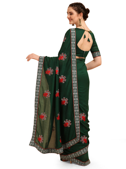 Dhiyona RV Women's Vichitra Silk With Zari Embroidery Saree ( KVD1356 )