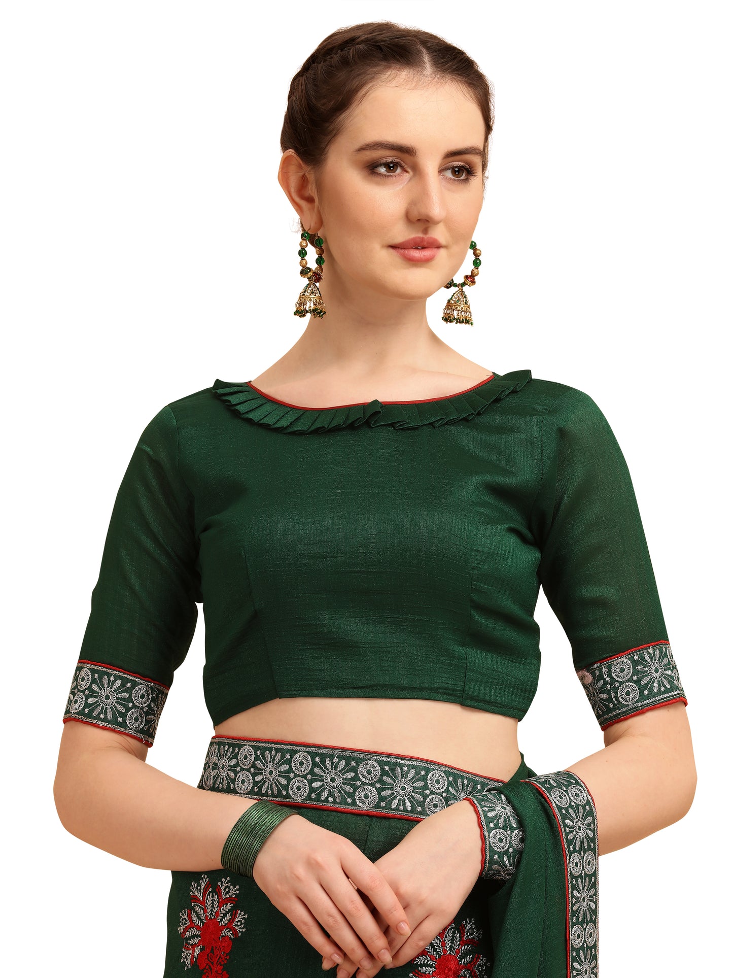 Dhiyona RV Women's Vichitra Silk With Zari Embroidery Saree ( KVD1356 )