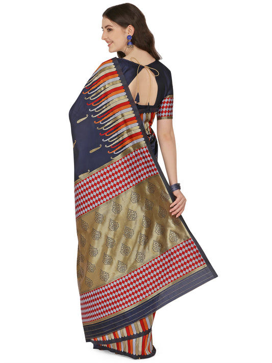 Dhiyona RV Women's Banarasi Silk With Silver Zari Weaving Saree  ( KVD1375 )
