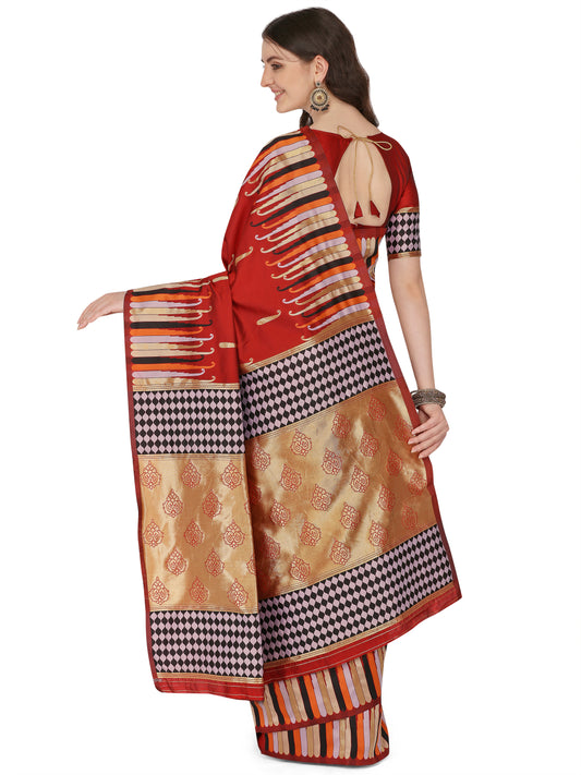 Dhiyona RV Women's Banarasi Silk With Silver Zari Weaving Saree  ( KVD1376 )