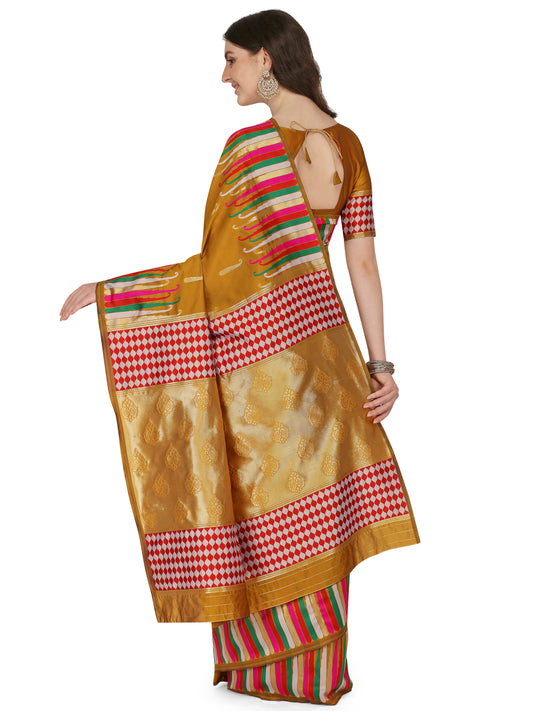 Dhiyona RV Women's Banarasi Silk With Silver Zari Weaving Saree  ( KVD1377 )