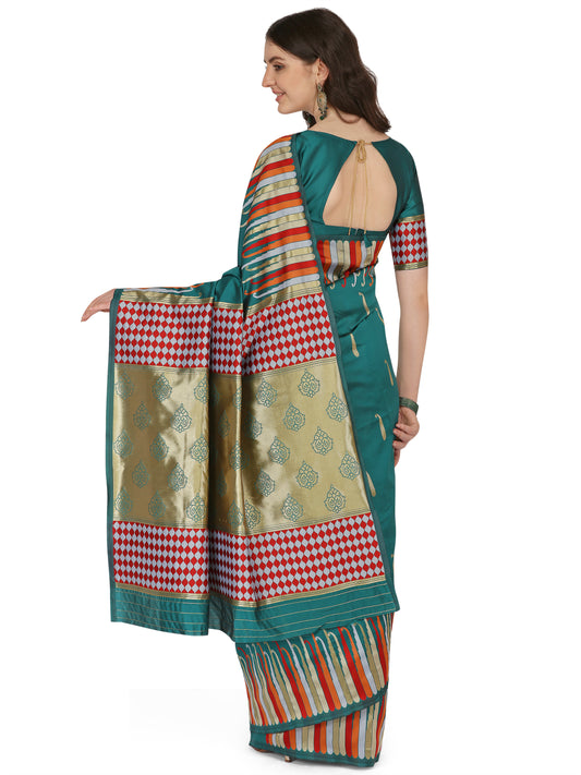 Dhiyona RV Women's Banarasi Silk With Silver Zari Weaving Saree  ( KVD1378 )