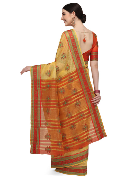 Dhiyona RV Women's Jacquard Cotton Silk Zari Butti And Lace Border Saree ( KVD1424 )