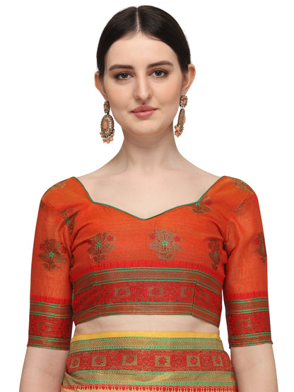 Dhiyona RV Women's Jacquard Cotton Silk Zari Butti And Lace Border Saree ( KVD1424 )