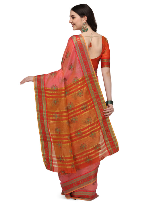Dhiyona RV Women's Jacquard Cotton Silk Zari Butti And Lace Border Saree ( KVD1425 )
