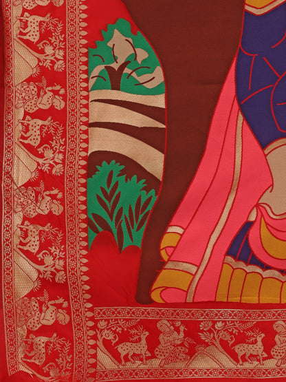 Dhiyona RV Women's Banarasi Jacquard With Zari Weaving And Printed Saree  ( KVD1438 )