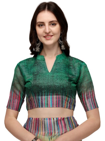Dhiyona RV Women's Linen Blend Floral Printed Exclusive Saree With Blouse ( KVD1492 )