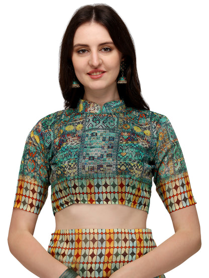 Dhiyona RV Women's Linen Blend Floral Printed Exclusive Saree With Blouse ( KVD1495 )