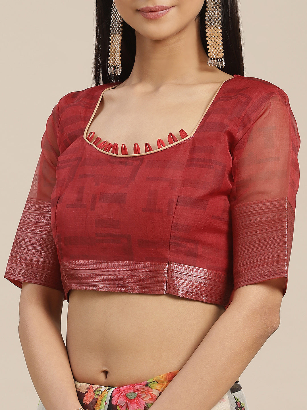Dhiyona RV Women's Organza digital Floral printed Exclusive Saree with blouse ( KVD1512 )