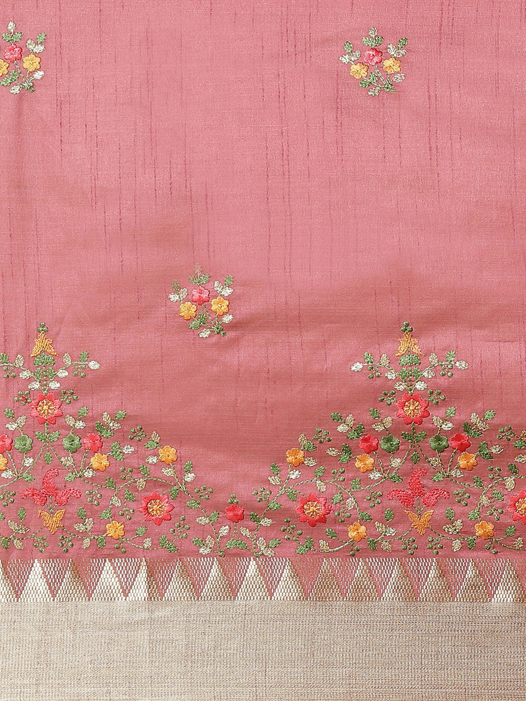 Dhiyona RV Women's Elegant Assam Cotton Silk Embroidered Saree with Temple Contrast Border  ( KVD1702 )