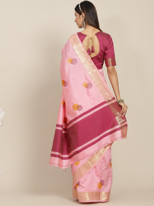 Arriva Fab  Women's Elegant Soft Cotton Silk Saree with Zari Weaving & Contrast Pallu With Blouse  ( KVD1854 )