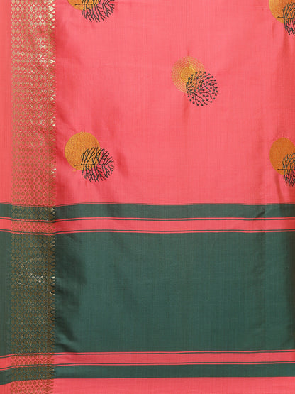 Arriva Fab  Women's Elegant Soft Cotton Silk Saree with Zari Weaving & Contrast Pallu With Blouse  ( KVD1855 )