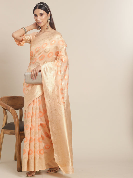 Dhiyona RV Women's Exquisite Banarasi Jacquard Handloom Silk Saree with Blouse ( KVD1862 )