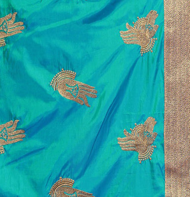 Dhiyona RV Women's Trendy Embroidred Silk Saree with Unstitched Blouse ( KVD273 )