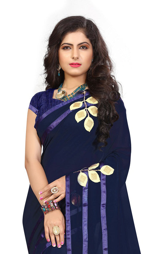 Dhiyona RV Women's Elegant Printed Georgette Saree with Unstitched Blouse ( KVD277 )