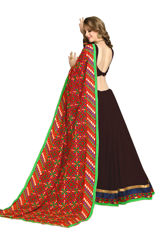 Dhiyona RV Women's Elegant Heavy Embroidred Pallu Georgette Saree with Unstitched Blouse ( KVD302 )