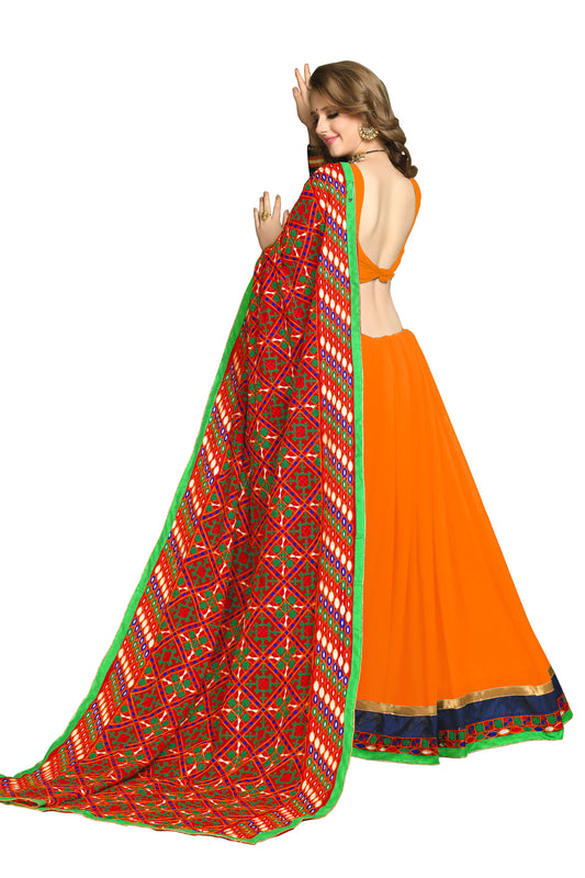 Dhiyona RV Women's Elegant Heavy Embroidred Pallu Georgette Saree with Unstitched Blouse ( KVD303 )
